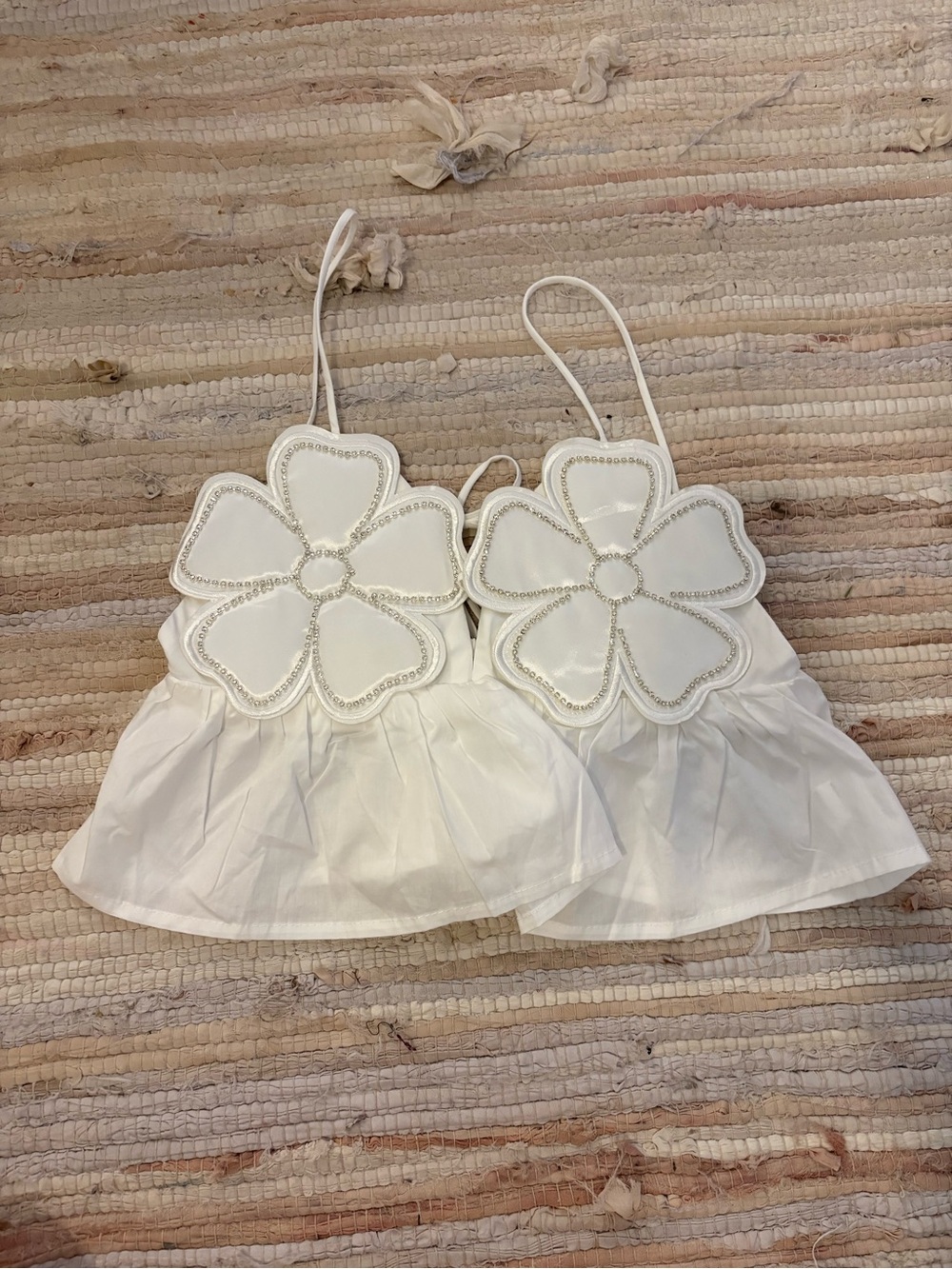 White Floral Appliqué Tank Top